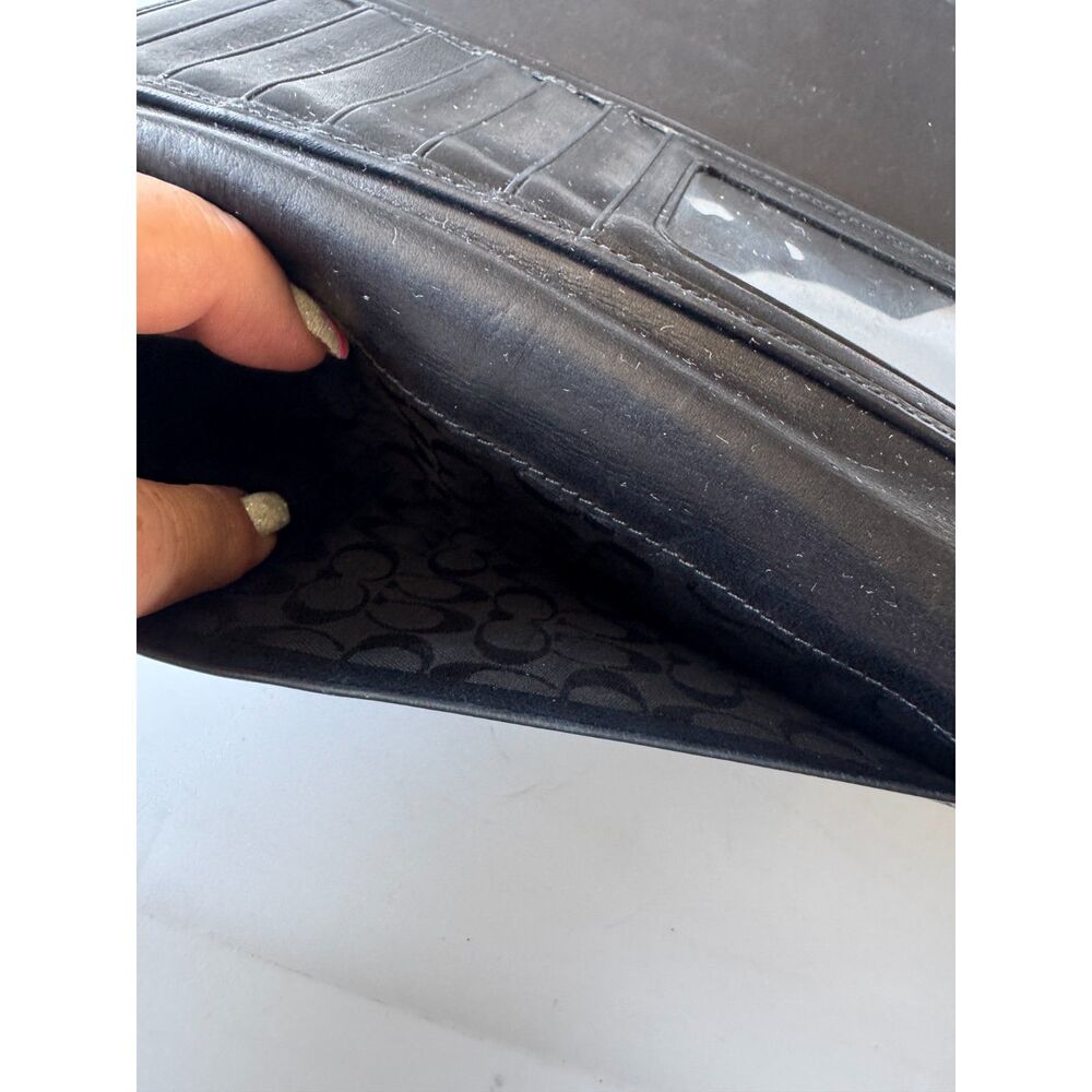 Coach Vintage Hampton Black Leather Trifold Wallet Y2K 1990s - Picture 4 of 10